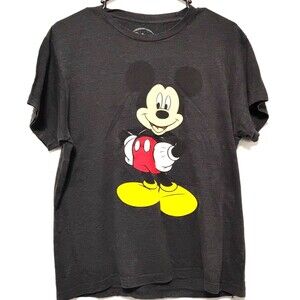 Mickey Mouse Men’s M Gray T-Shirt Big Face Graphic Disney Retro Vintage Tee